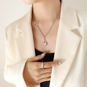 Exquisite Glass Stone Heart Removable Pendant Necklace - zuzumia