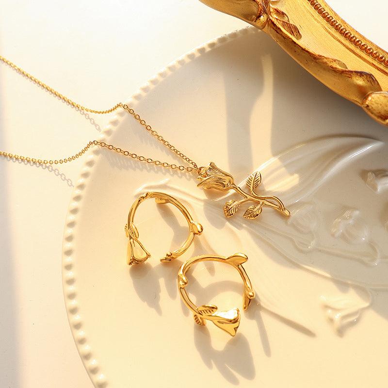 Rose Flower Ring&Necklace