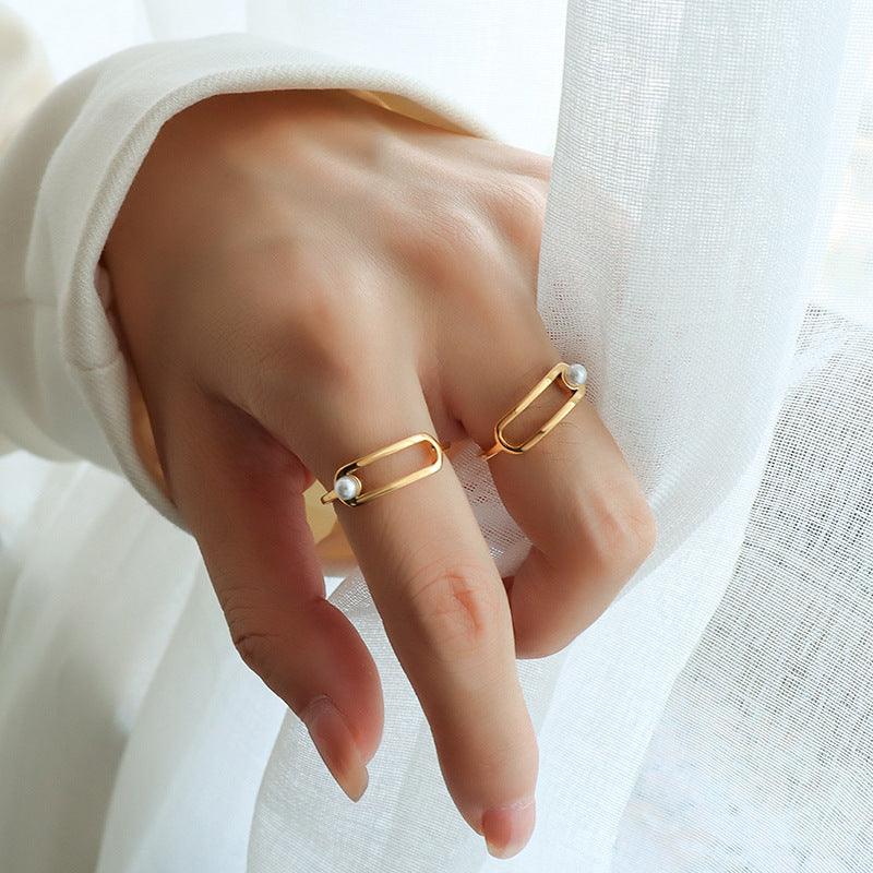 Geometric Pearl Ring - zuzumia