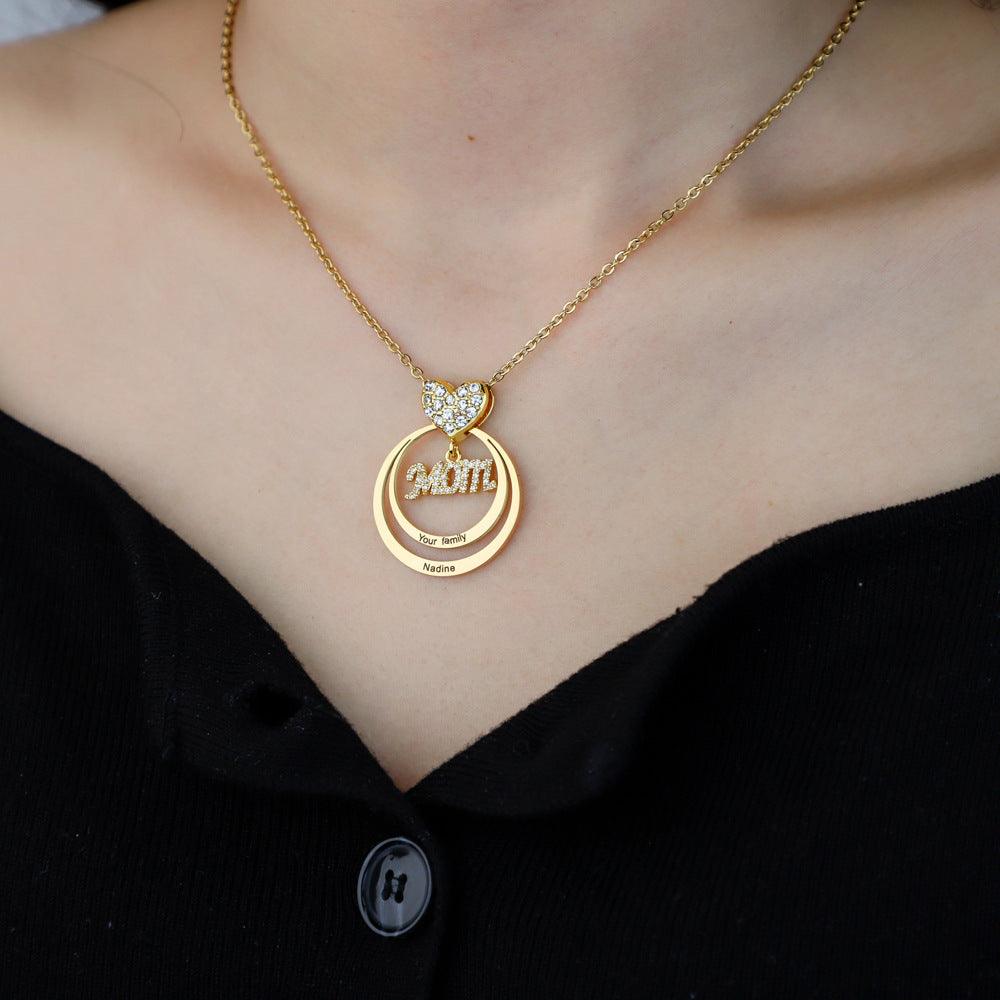 Personalized Family Stacked Circles Necklace - zuzumia