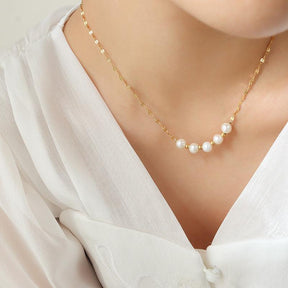 Tiny Gold Beads Pearl Necklace - zuzumia