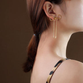 Bowknot long flowing Chain Earrings - zuzumia