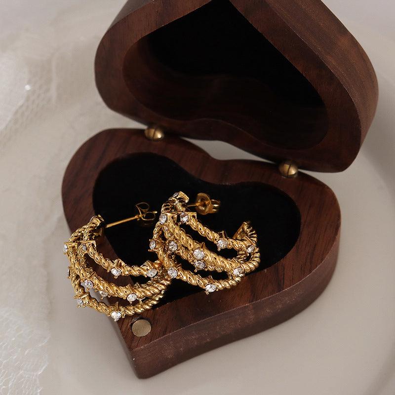 Zircon Multi-layer C-shaped Earrings - zuzumia