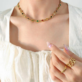 Rainbow Zircon Bracelet & Necklace - zuzumia