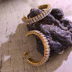 C-Shaped Zircon Big Earrings - zuzumia