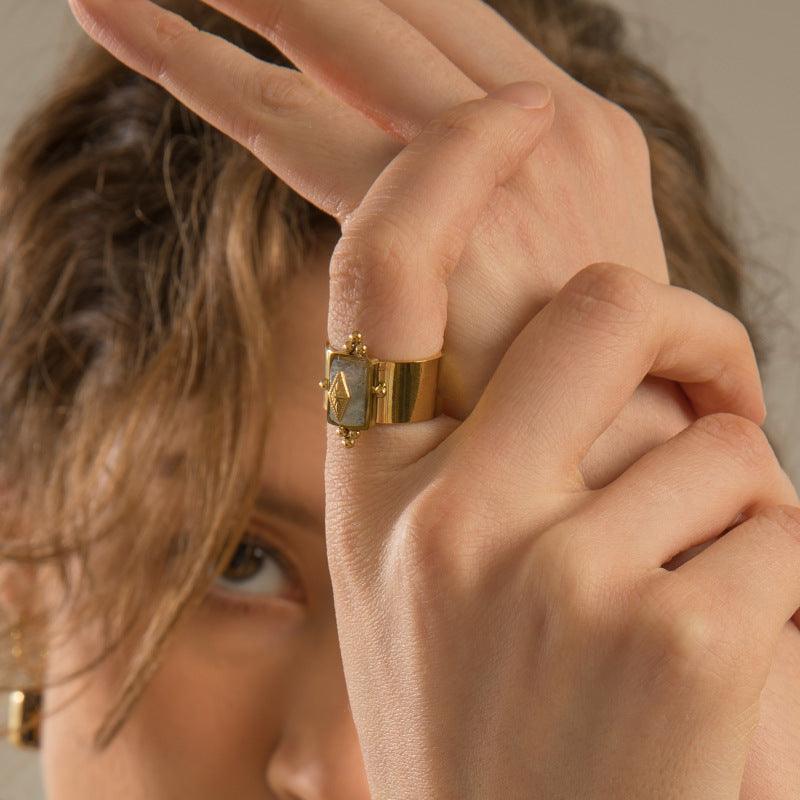 Natural Stone Wide Rings - zuzumia