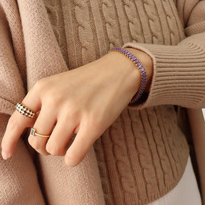 Multicolor Geometric Zircon Necklace & Bracelet - zuzumia