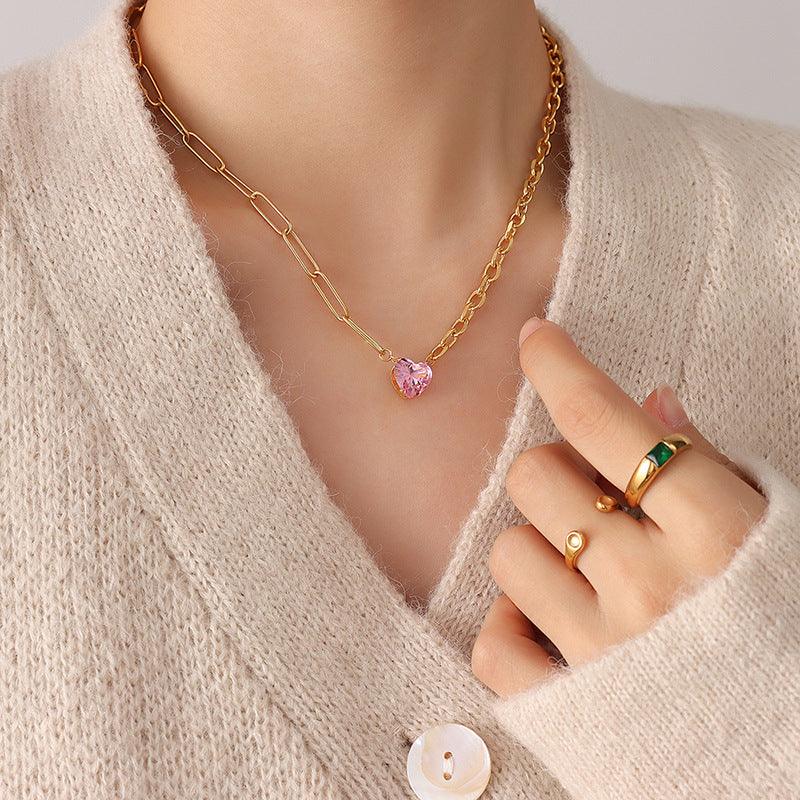 Heart Zircon Pendant Necklace - zuzumia