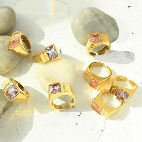 Square Zircon Ring - zuzumia