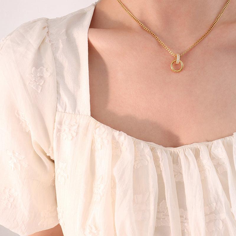 Classic Sparkling Round Pendant Necklace - zuzumia