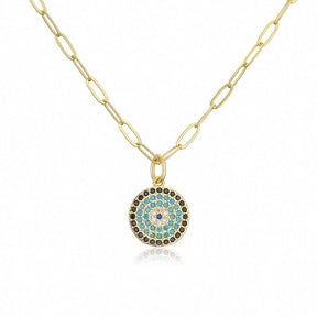 Evil Eye Zircon Pendant Necklace - zuzumia