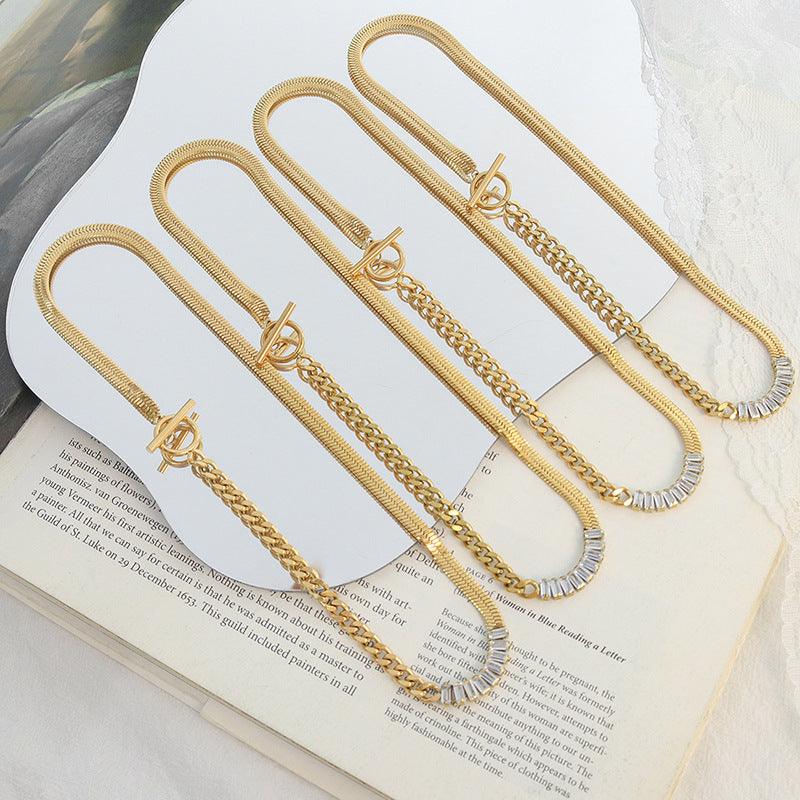Geometric White Zircon Snake Chain - zuzumia