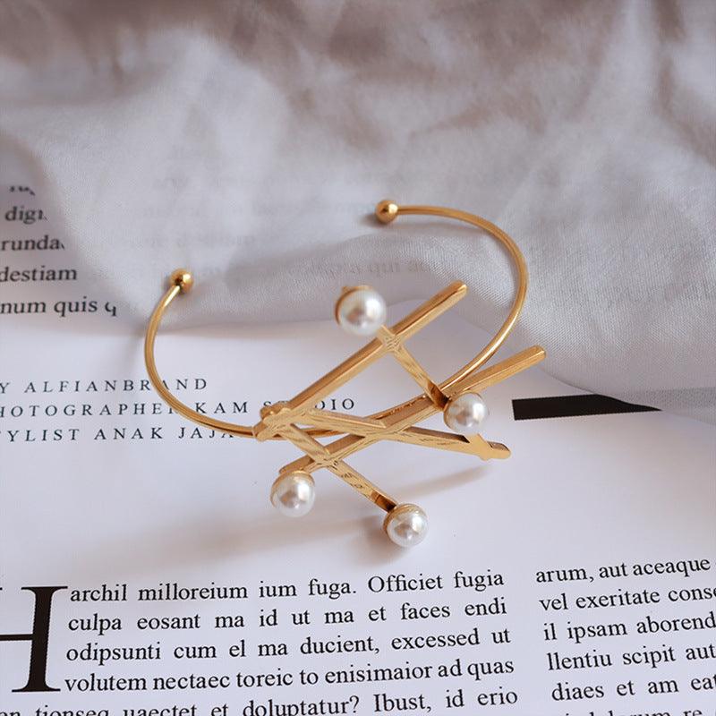 Pearl Irregular Bracelet & Ring Jewelry Set - zuzumia