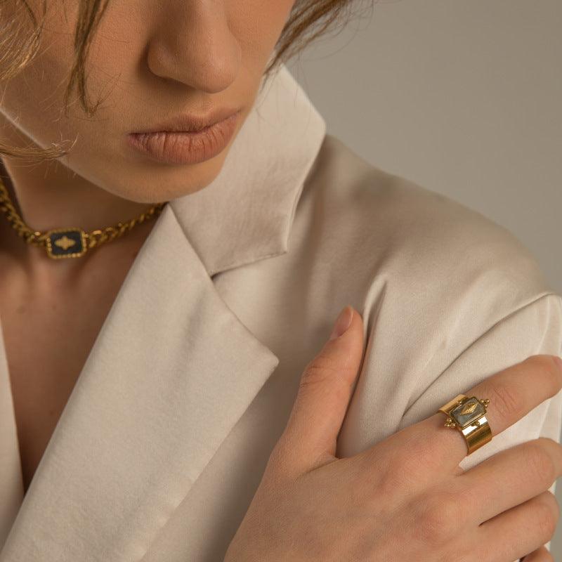 Natural Stone Wide Rings - zuzumia