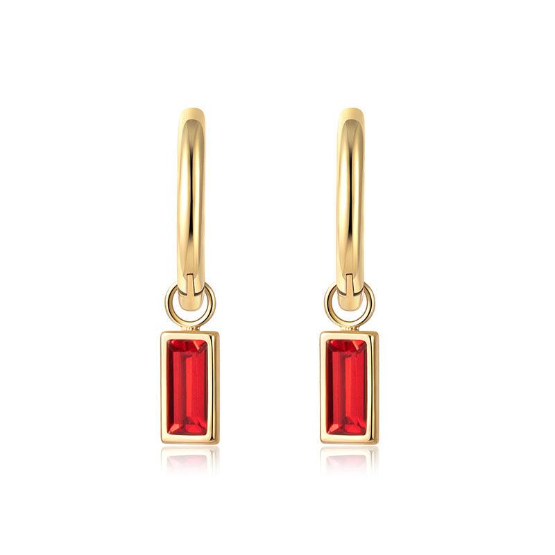 Square Geometric Zircon Hoop Earrings - zuzumia