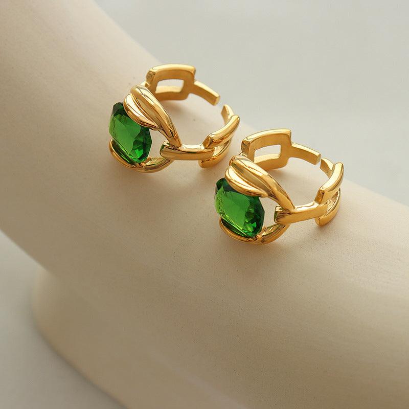 Delicate Sparkling Emerald Crystal Stone Ring - zuzumia