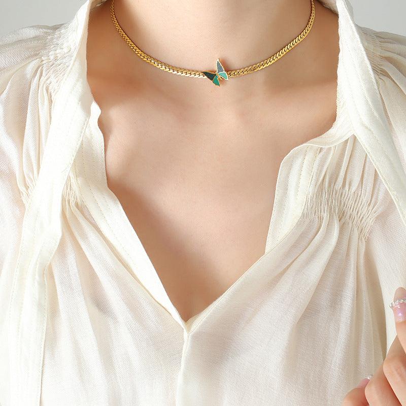Green Crystal Butterfly Necklace - zuzumia
