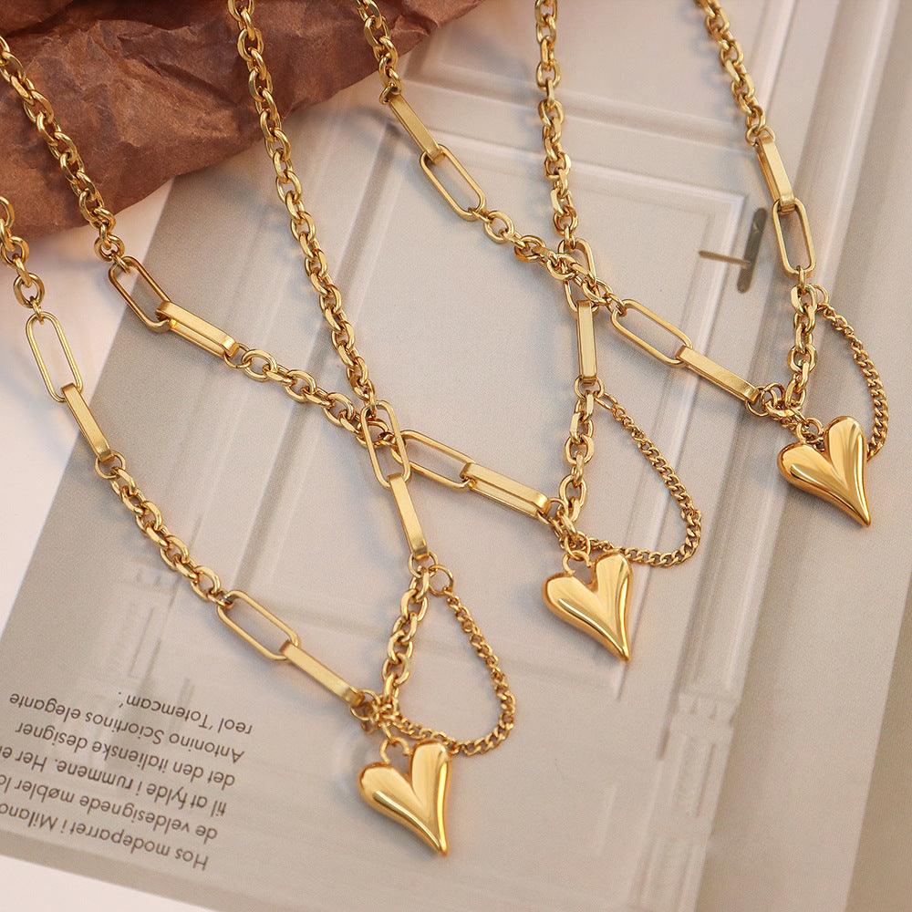 Heart Double Layered Bracelet&Necklace - zuzumia