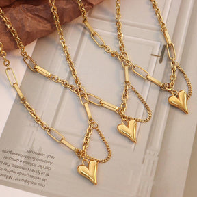 Heart Double Layered Bracelet&Necklace - zuzumia
