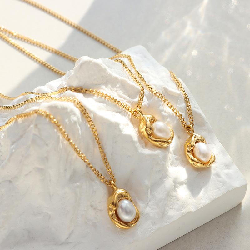 Pearl Geometric Pendant Necklace - zuzumia