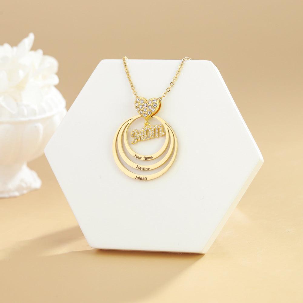 Personalized Family Stacked Circles Necklace - zuzumia