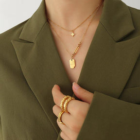 Double Layered Square Necklace - zuzumia