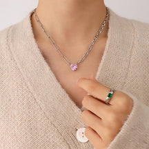 Heart Zircon Pendant Necklace - zuzumia