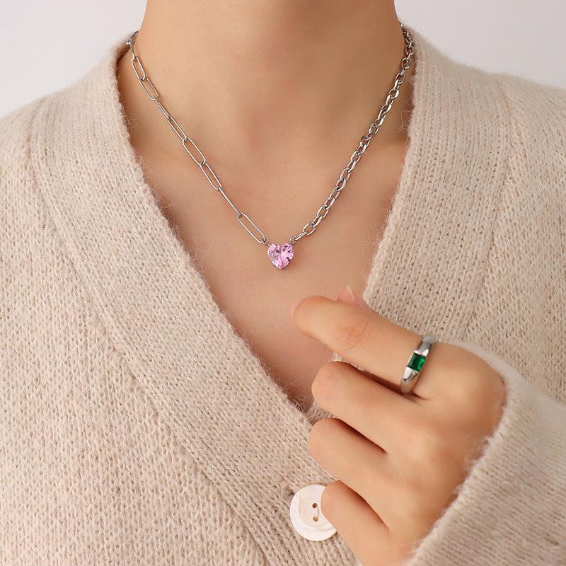Heart Zircon Pendant Necklace - zuzumia