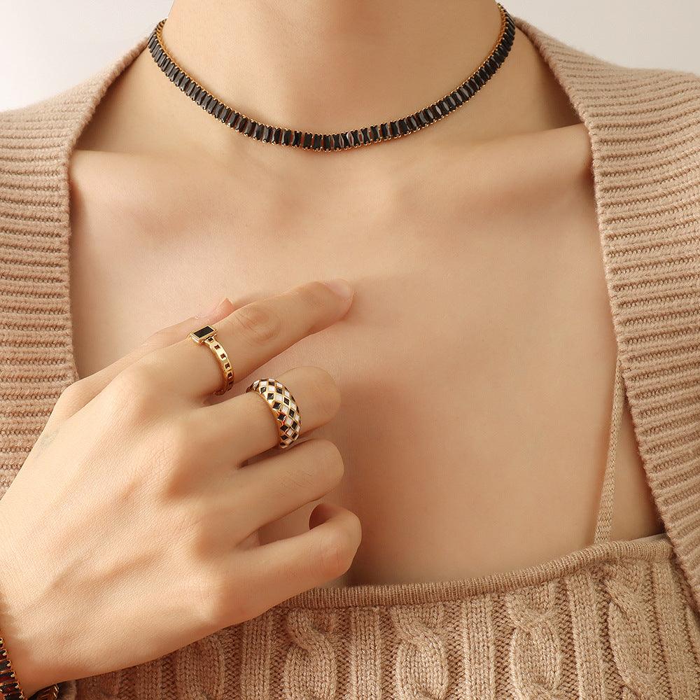 Multicolor Geometric Zircon Necklace & Bracelet - zuzumia