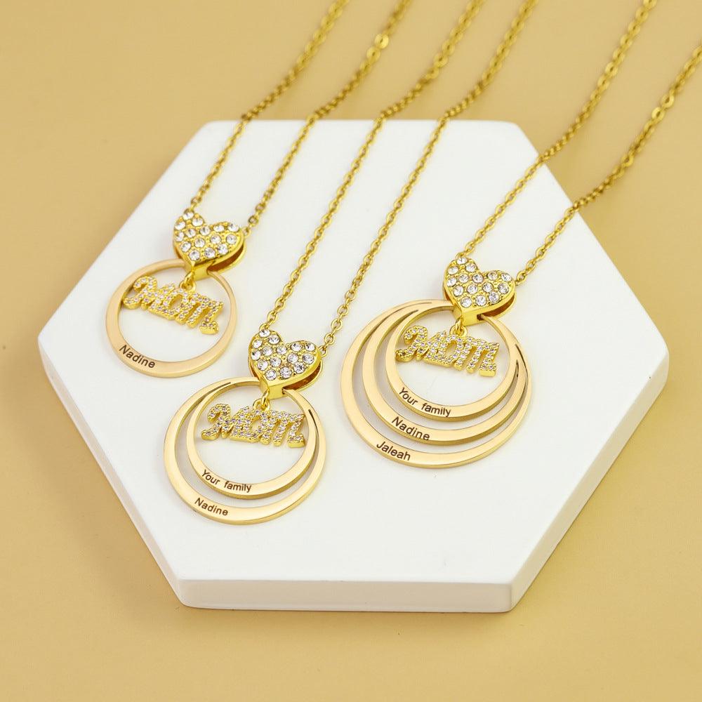 Personalized Family Stacked Circles Necklace - zuzumia