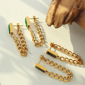 Zircon Tassel Long Earrings - zuzumia