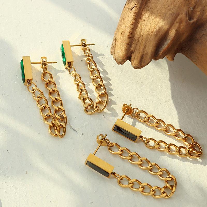 Zircon Tassel Long Earrings - zuzumia