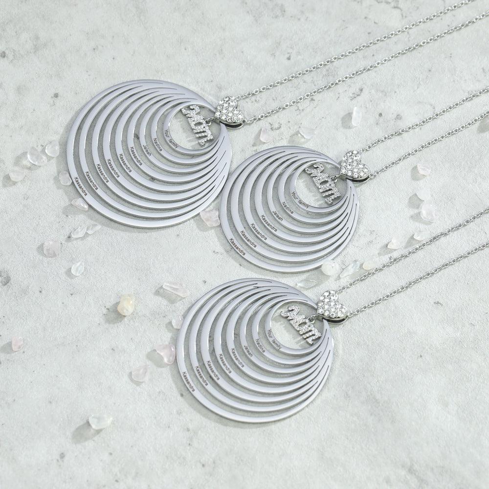 Personalized Family Stacked Circles Necklace - zuzumia
