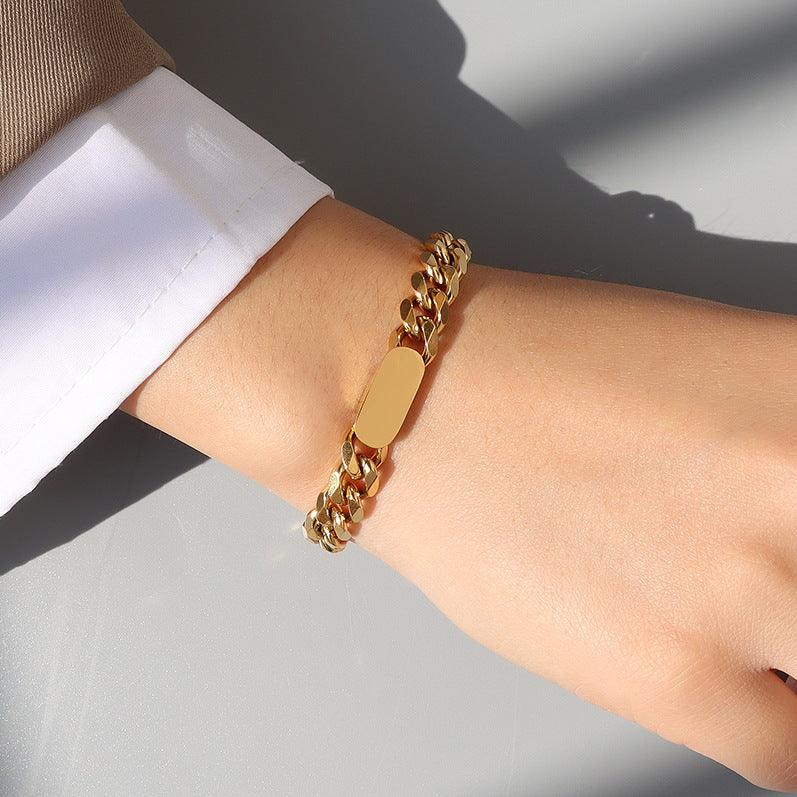 Wide Zircon Chain Necklace & Bracelet - zuzumia