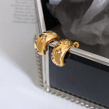 C-Shaped Zircon Stud Earrings - zuzumia