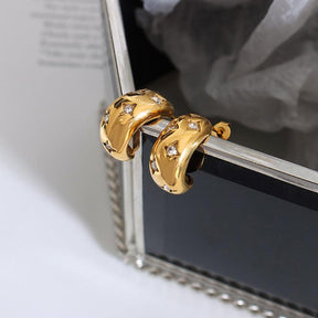 C-Shaped Zircon Stud Earrings - zuzumia