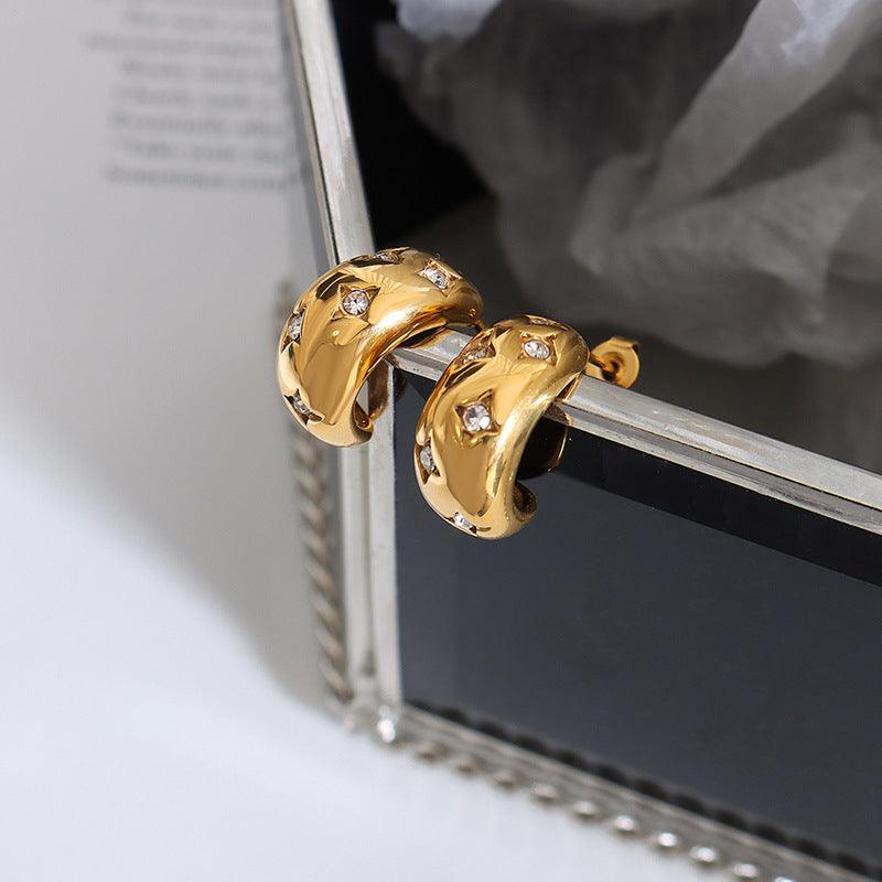 C-Shaped Zircon Stud Earrings - zuzumia