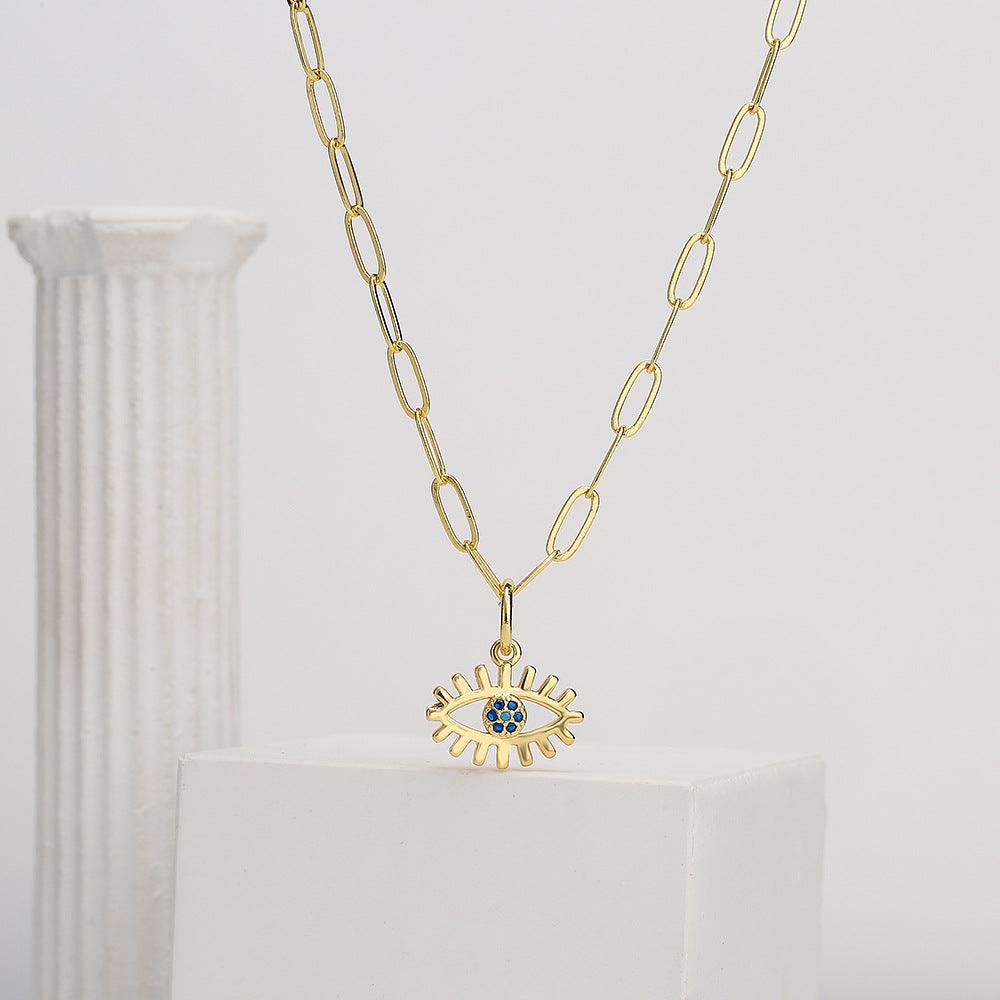 Evil Eye Zircon Pendant Necklace - zuzumia