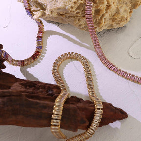 Multicolor Geometric Zircon Necklace & Bracelet - zuzumia
