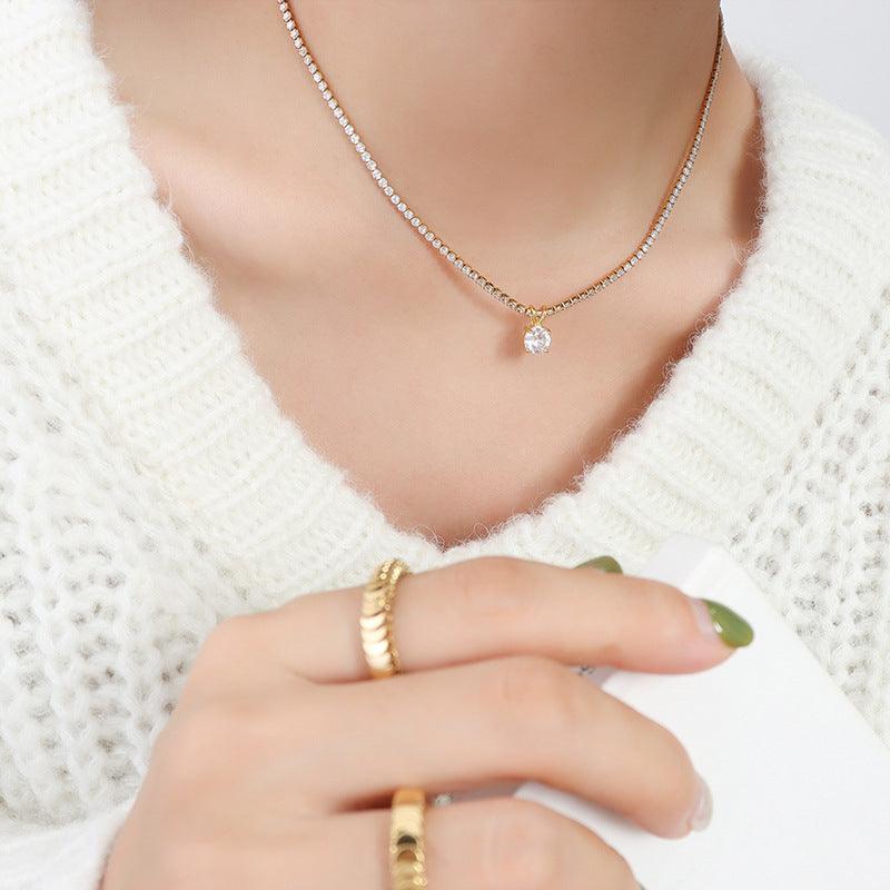 Cubic Zircon Pendant Necklace - zuzumia