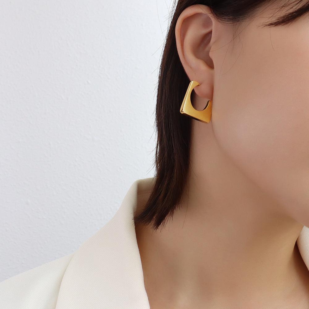 Stainless Steel Geometric Stud Earrings - zuzumia
