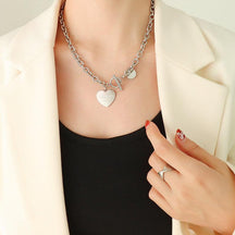 OT Buckle Heart Love Round Clavicle Necklace - zuzumia