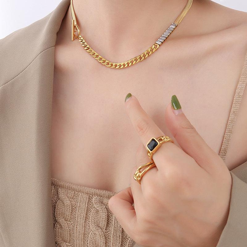 Geometric White Zircon Snake Chain - zuzumia