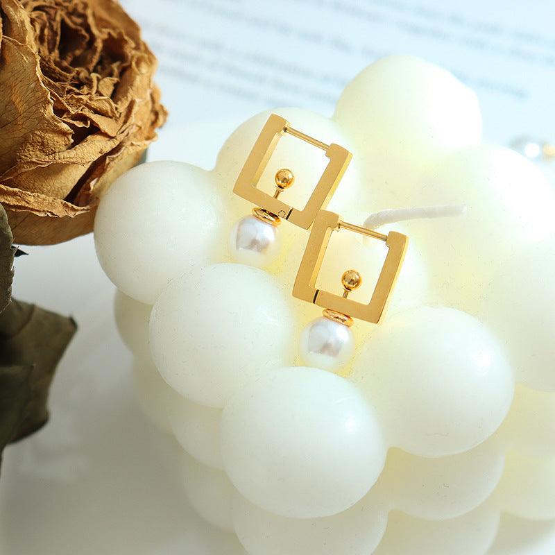 Square Pearl Earrings - zuzumia
