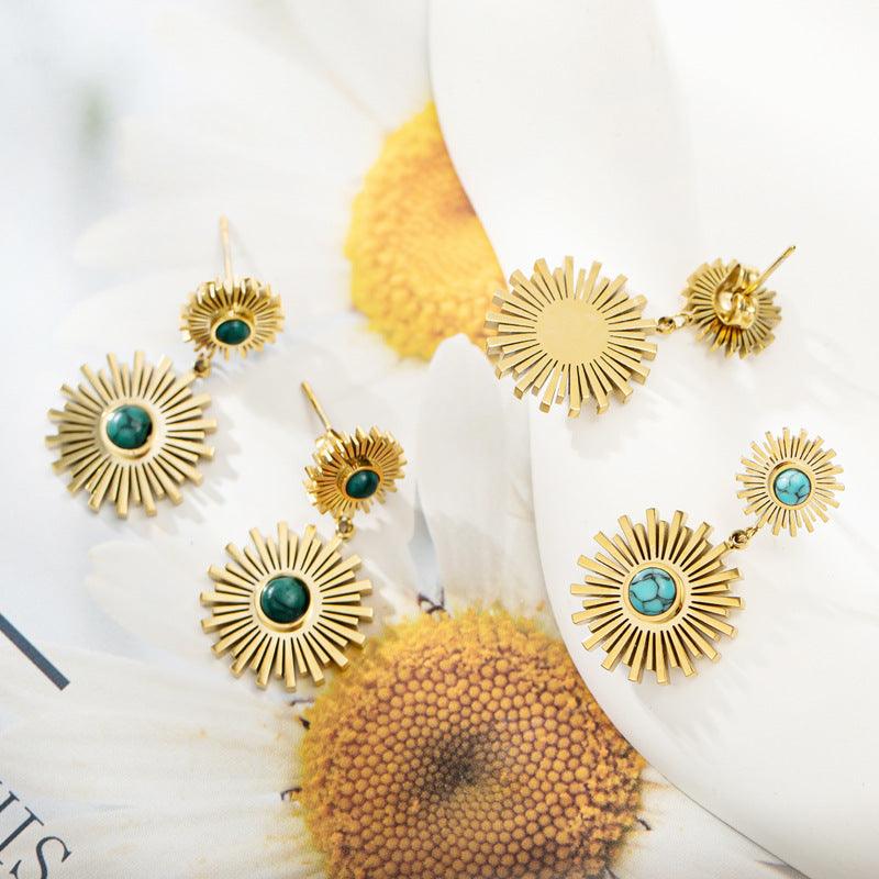 Sunflower Natural Stone Earrings