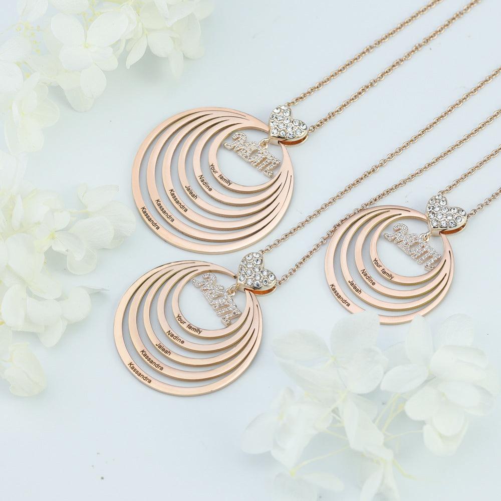 Personalized Family Stacked Circles Necklace - zuzumia