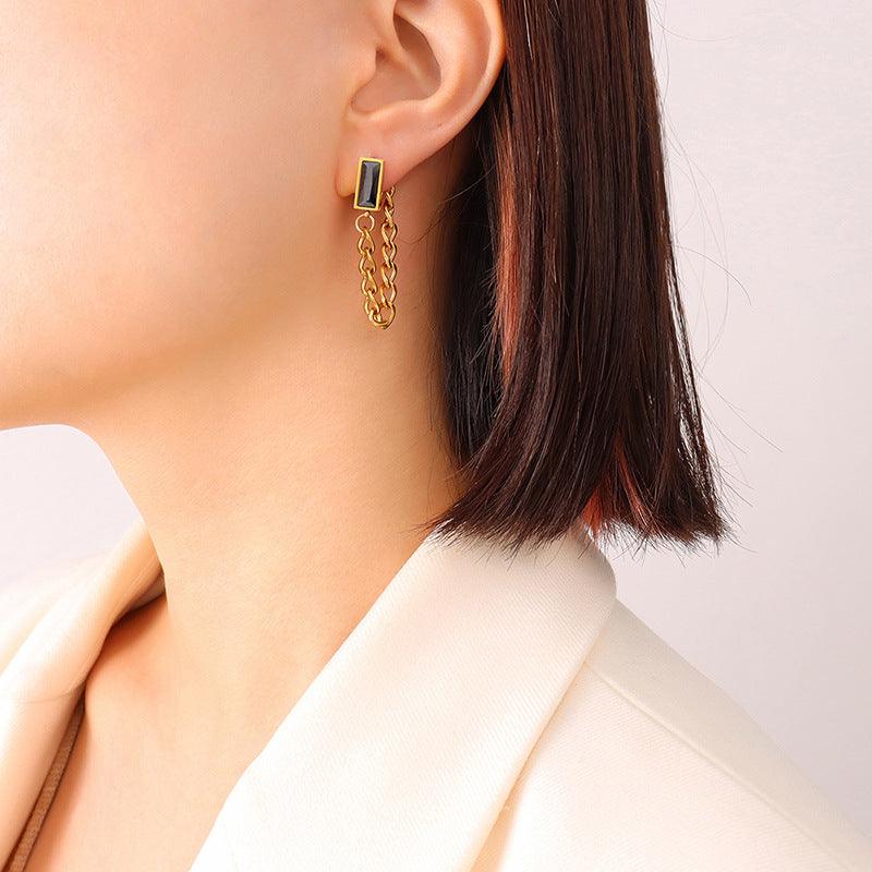 Zircon Tassel Long Earrings - zuzumia