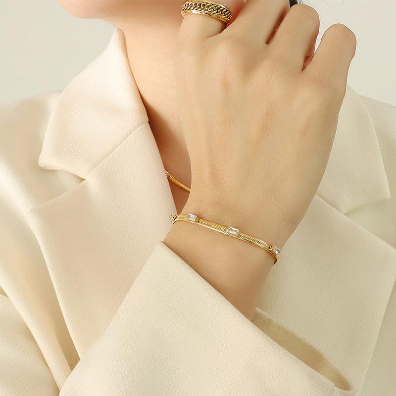 Zircon Inlay Necklace & Bracelet - zuzumia