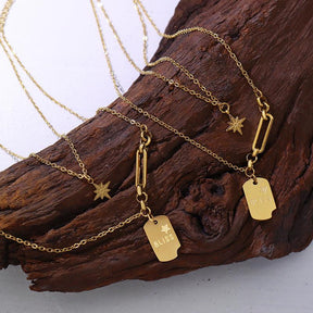 Double Layered Square Necklace - zuzumia