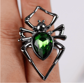 Vintage Green Crystal Spider Jewelry Set